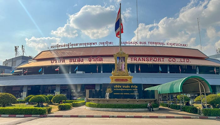 Bangkok's Mo Chit Bus Terminal, a key transportation hub connecting to northern and northeastern Thailand.