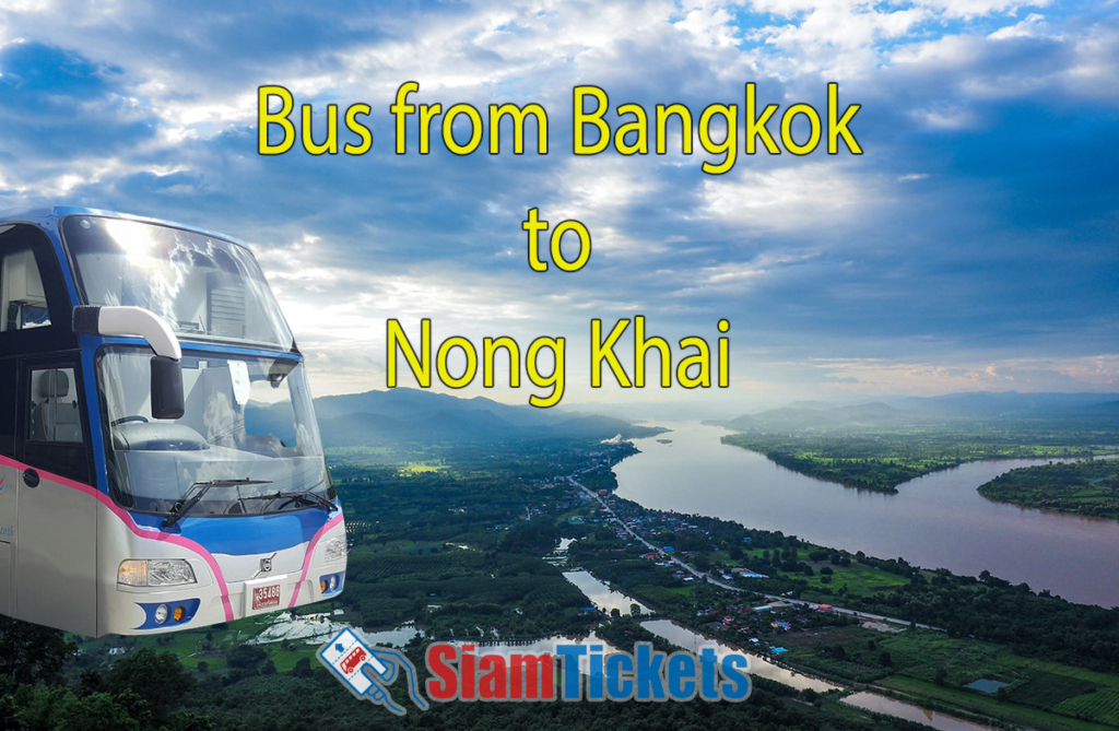 Transport Co bus with a scenic view of the Mekong River between Thailand and Laos