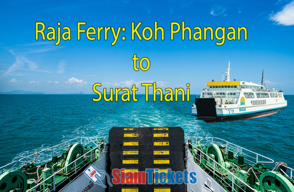 Raja Ferry traveling from Koh Phangan to Surat Thani, showing the deck of one Raja Ferry with another Raja Ferry sailing in the background.