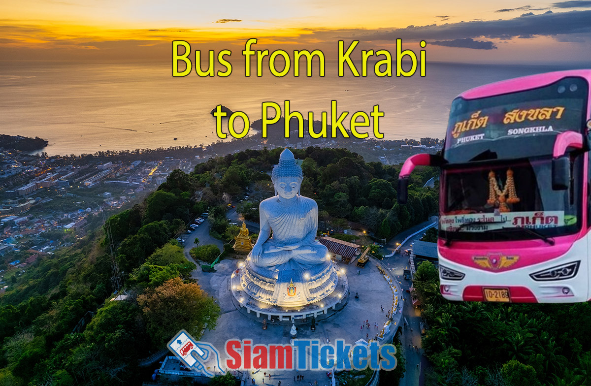 Bus from Krabi to Phuket - Big Buddha statue and tour bus