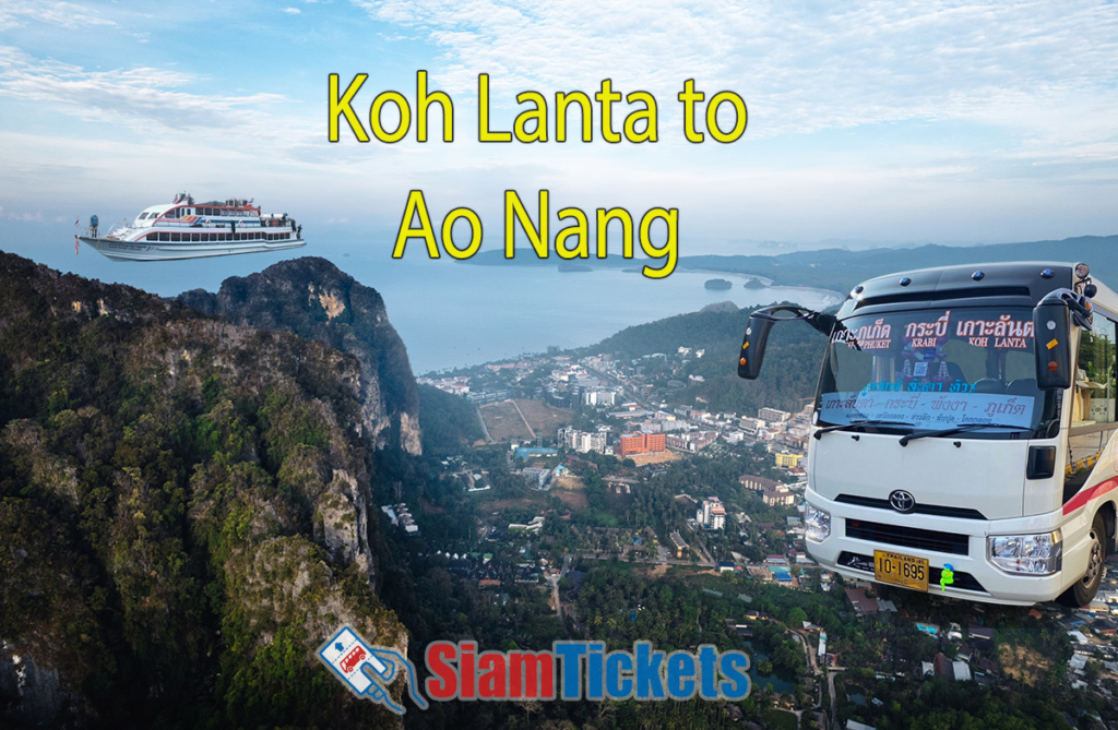 Koh Lanta to Ao Nang transfer - ferry and van with aerial view of Ao Nang